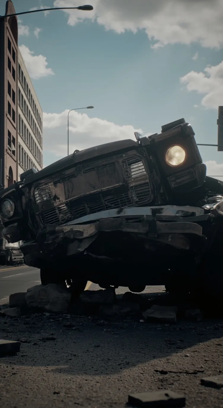 ai character: Car crash!! 🙈☠️ background