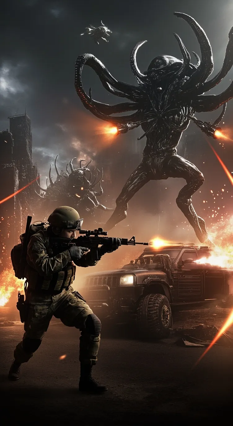 ai character: Earth VS Alien background