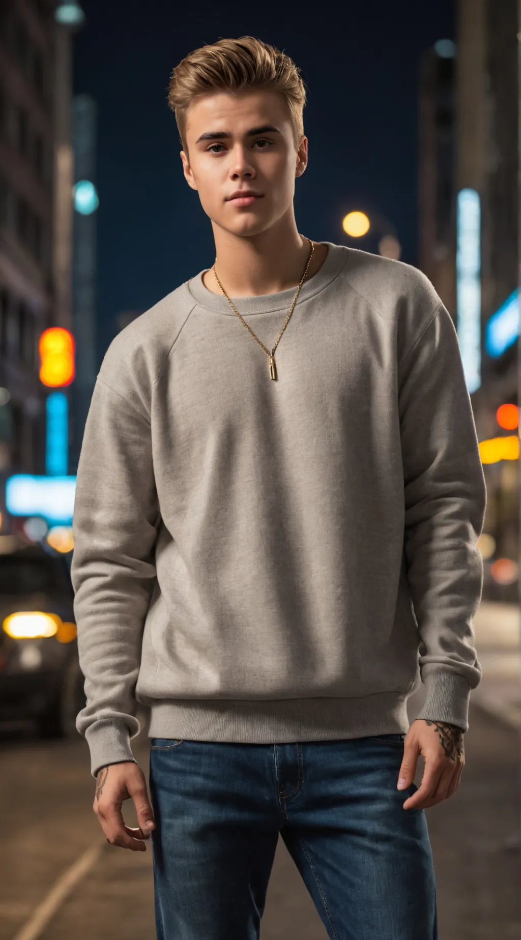 ai character: Justin bieber  background