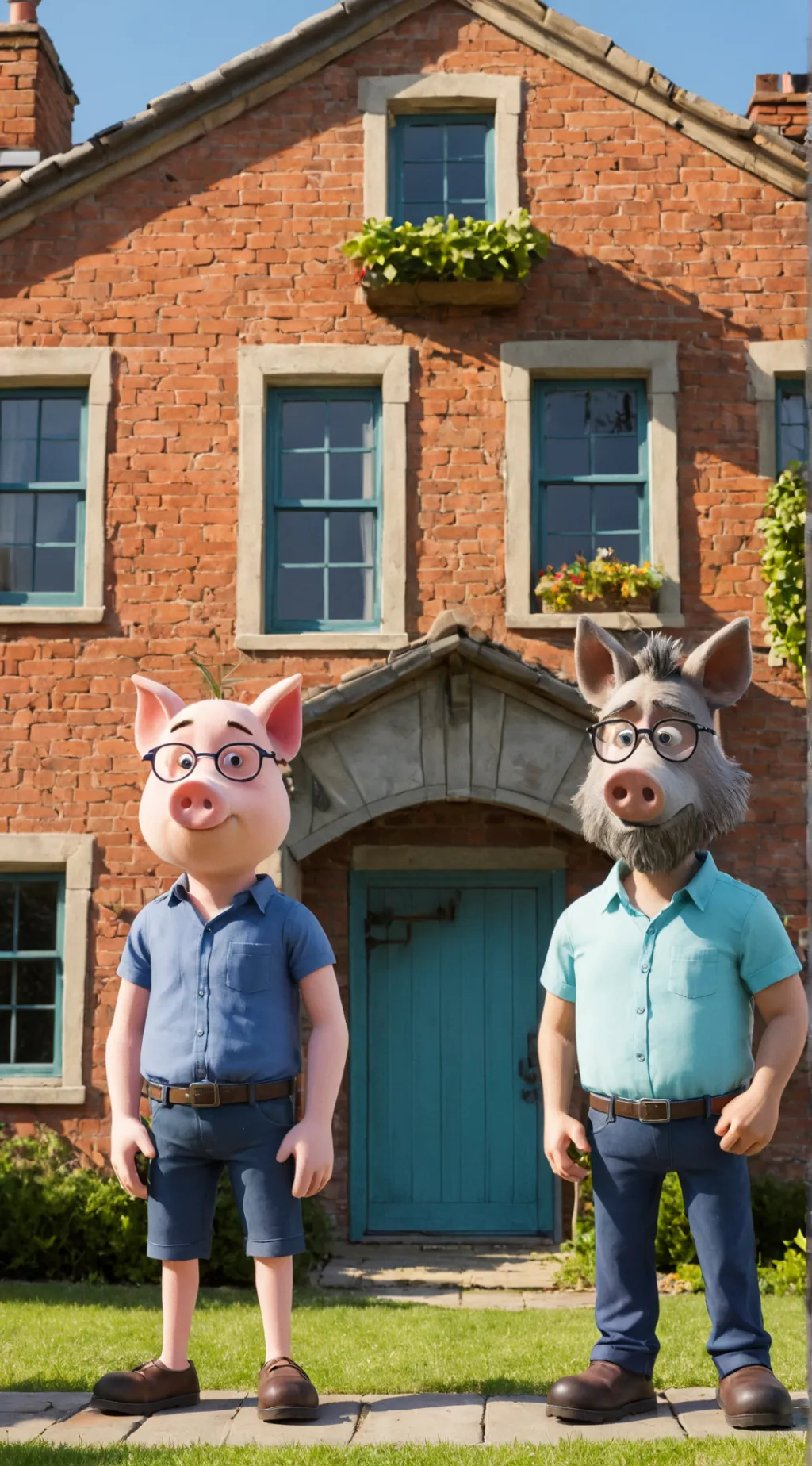 ai character: pig and woof  background