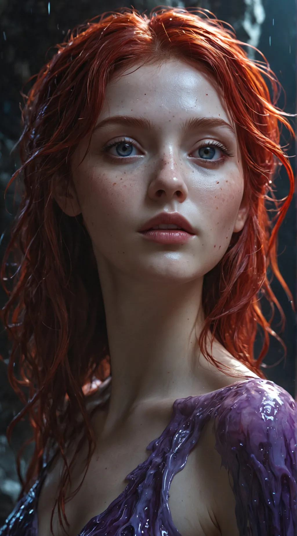 ai character: red girl background