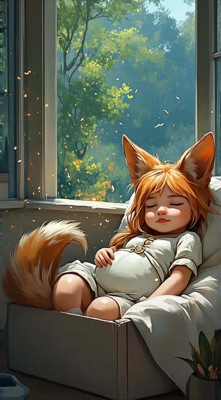 ai character: toddler fox girl  background