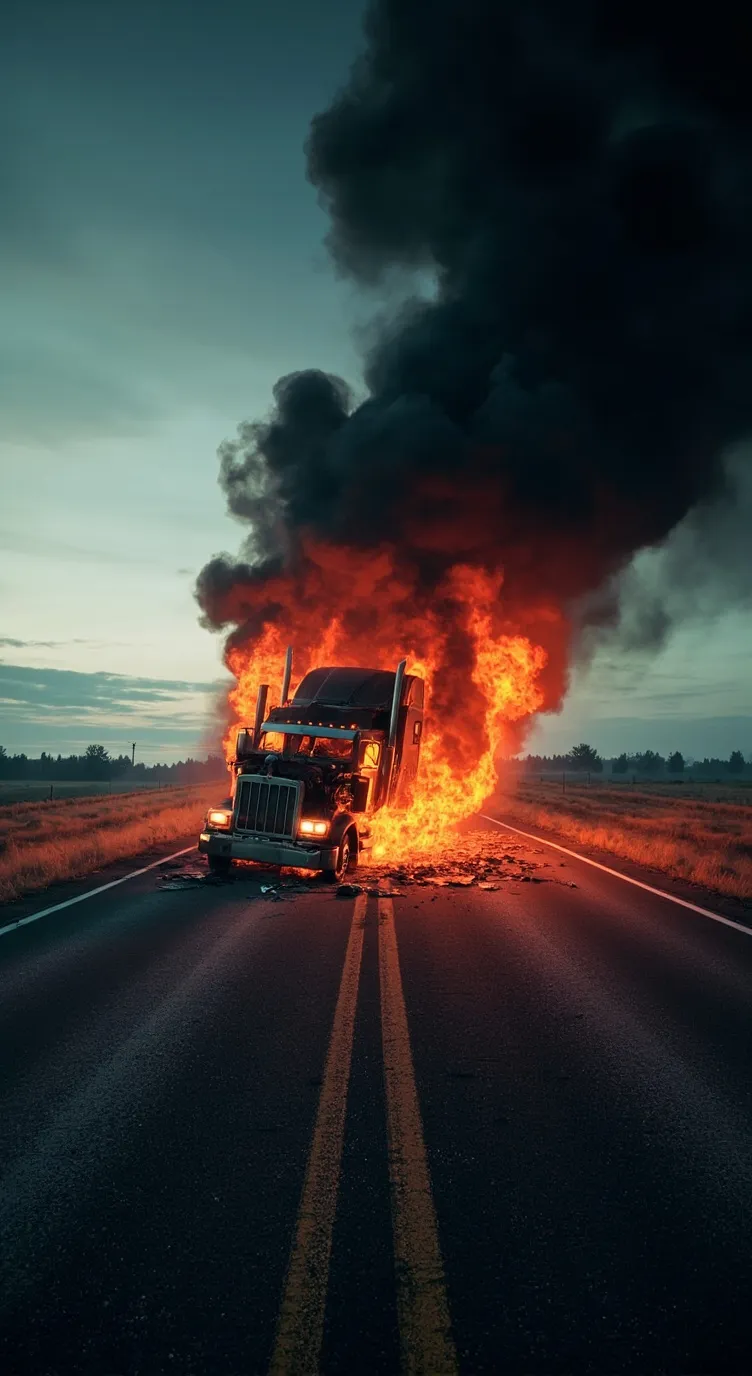 ai character: Burning truck  background