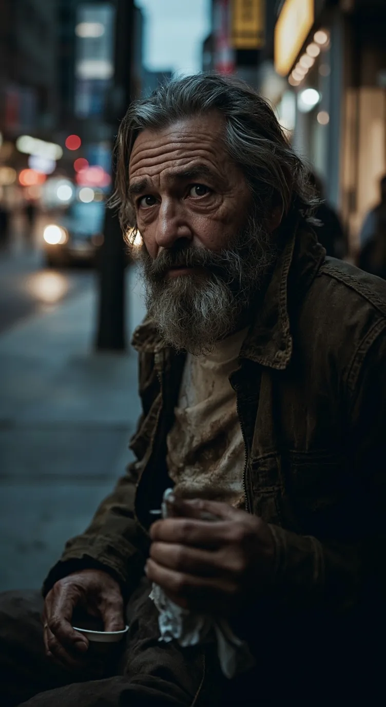 ai character: Homeless man background