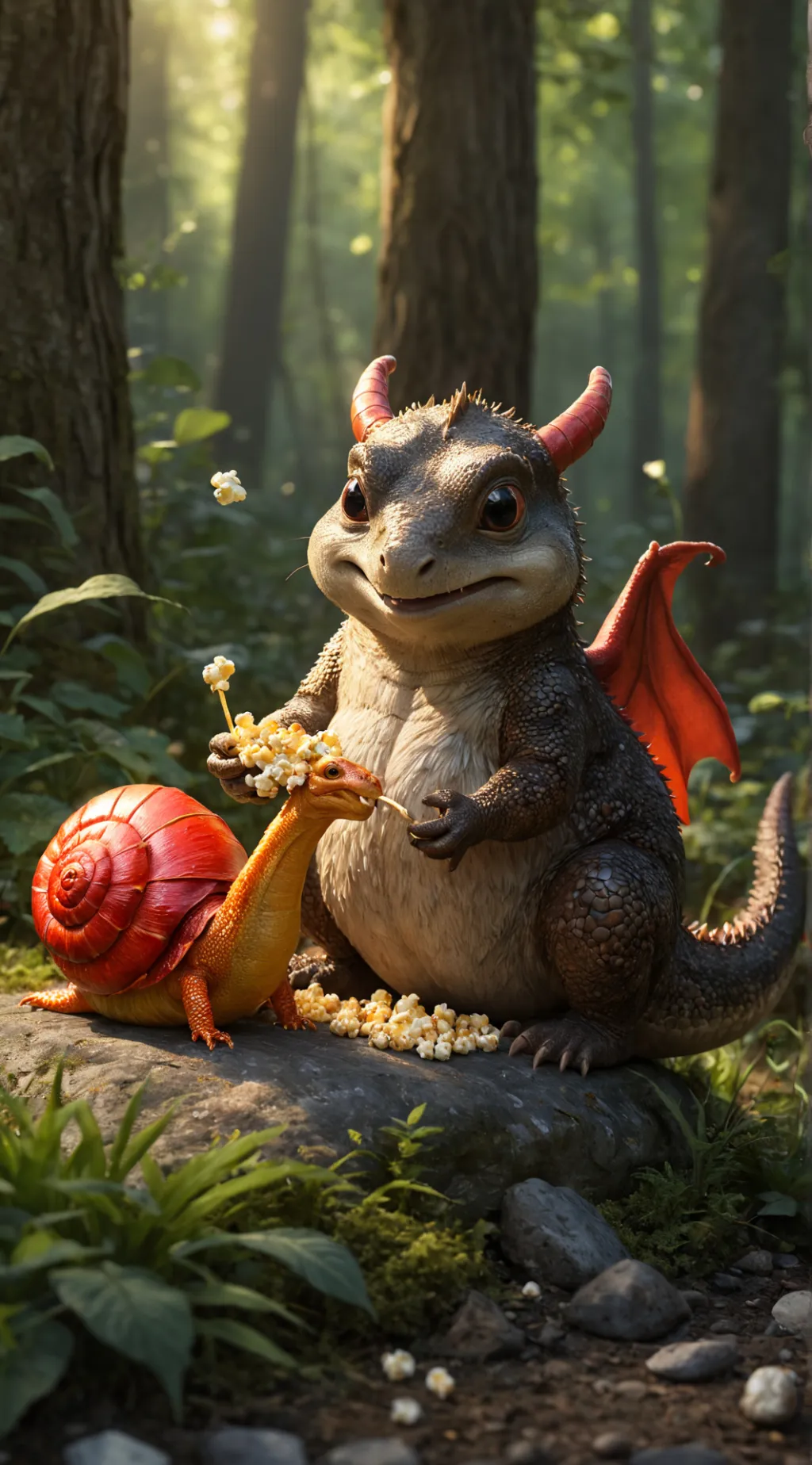 ai character: Forest Popcorn background