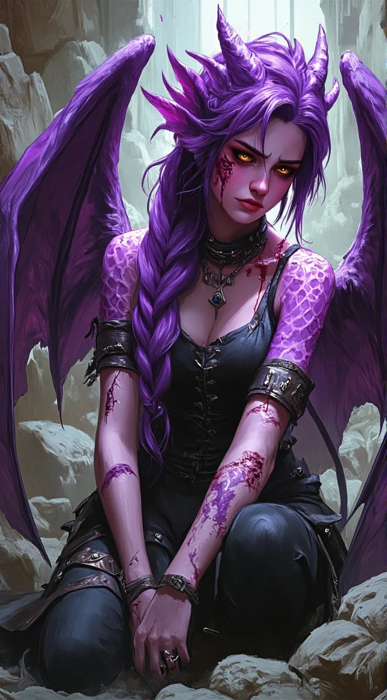 ai character: Dragon  girl background