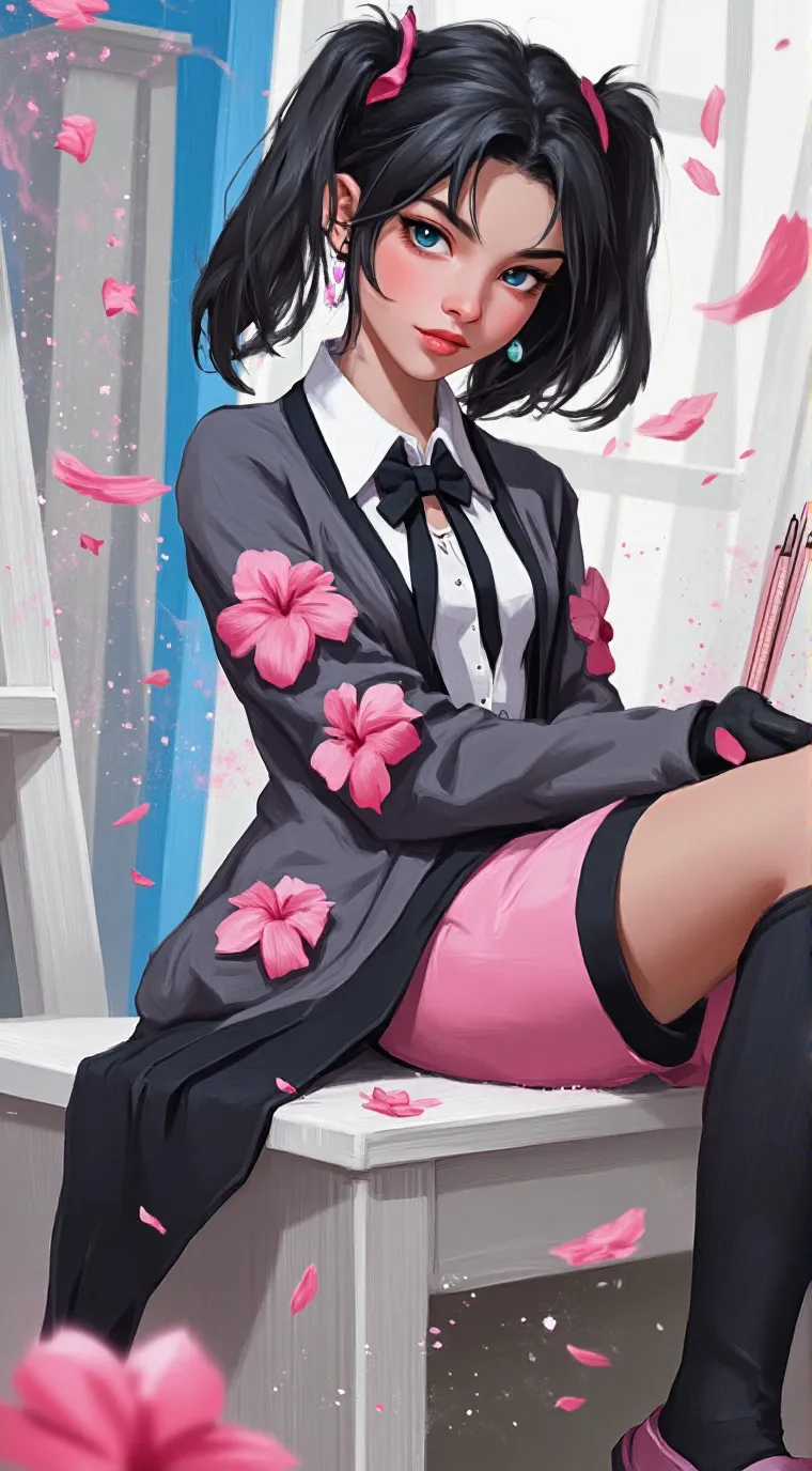 ai character: Marinette + Marc x background