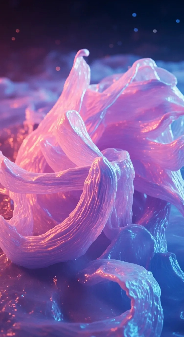 ai character: pink and blue goo background