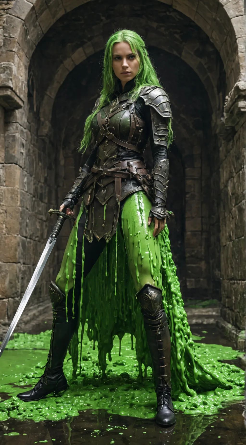 ai character: Green slime guard background