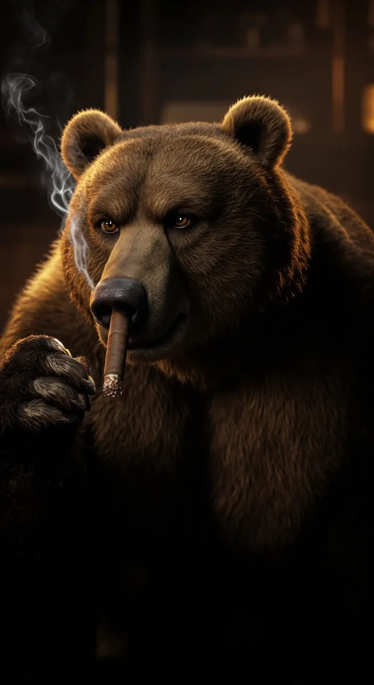 ai character: smoking bear background