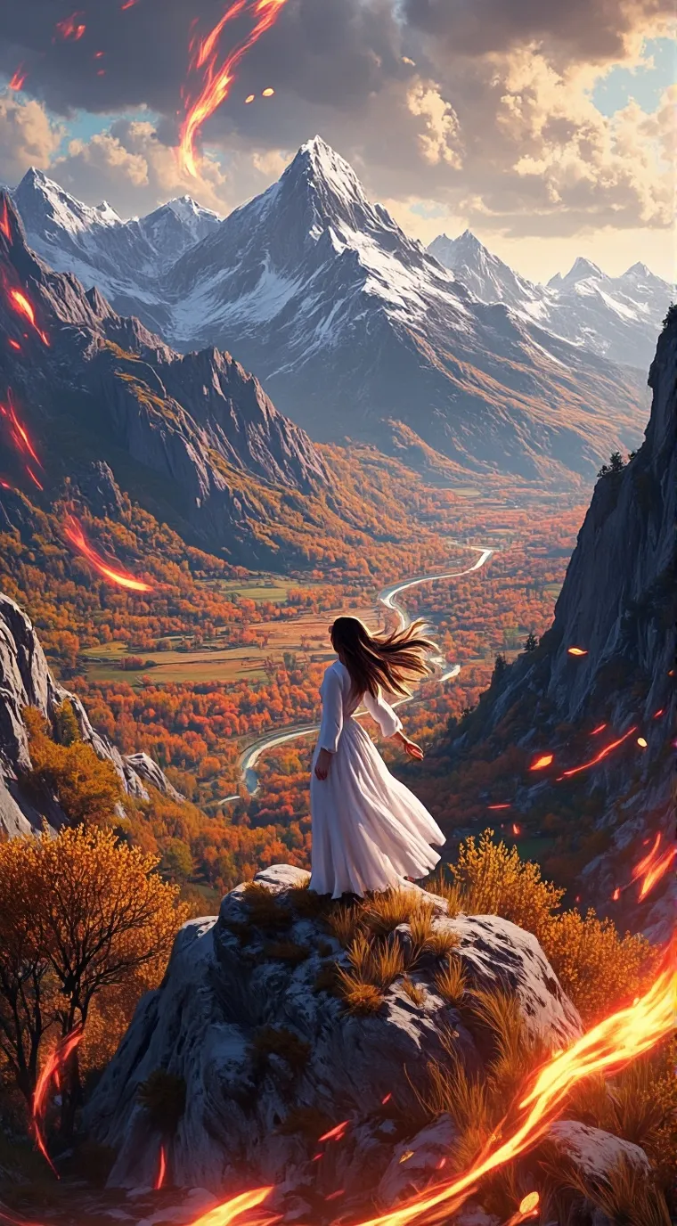 ai character: Fiery background