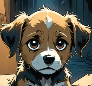 chat with ai character: Puppy in a box