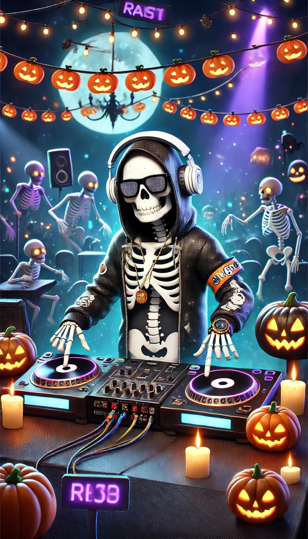 ai character: DJ Spooktacular background