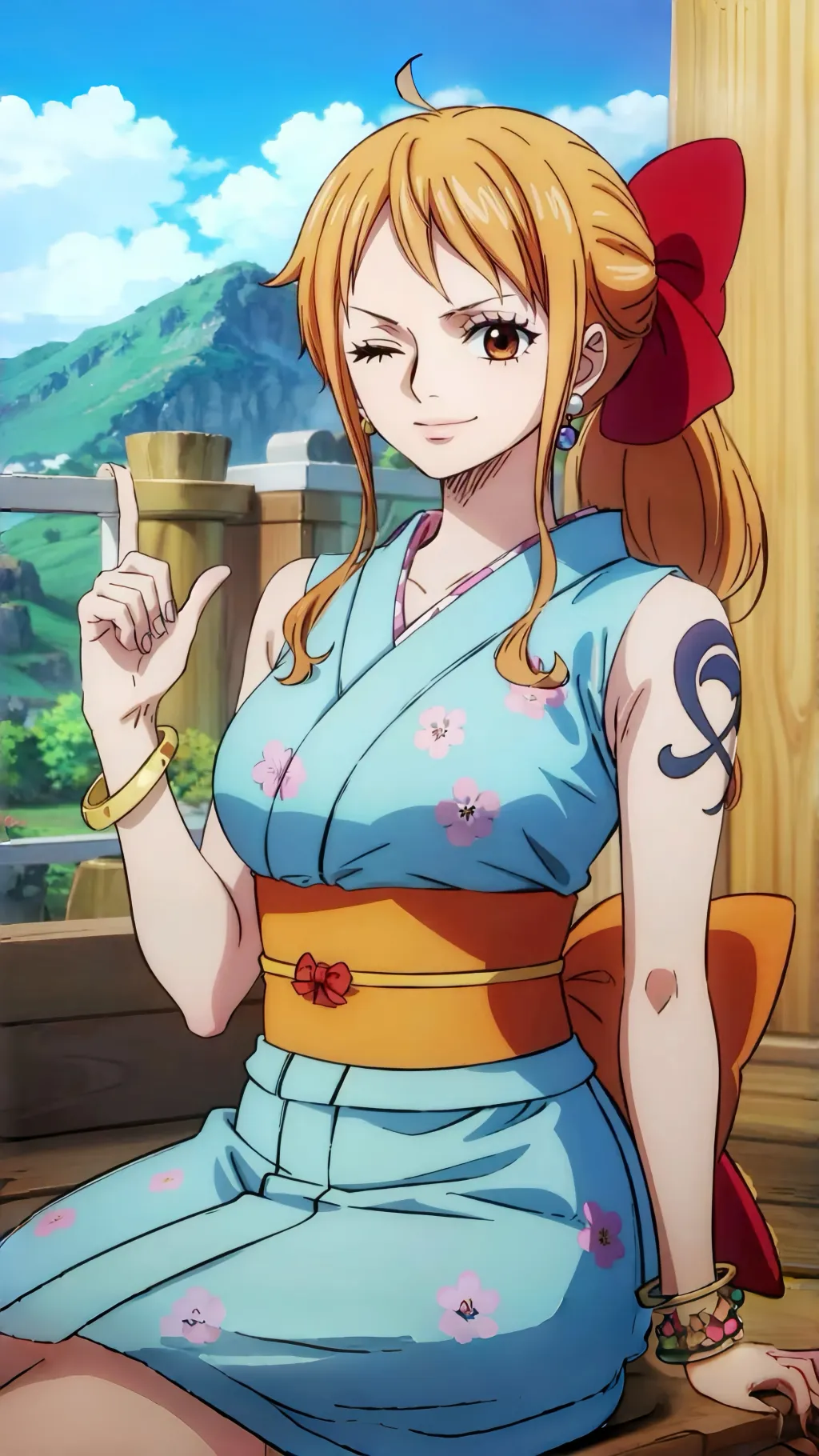 ai character: Nami One Piece background