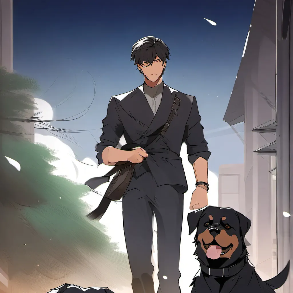 chat with ai character: A man and his dogs