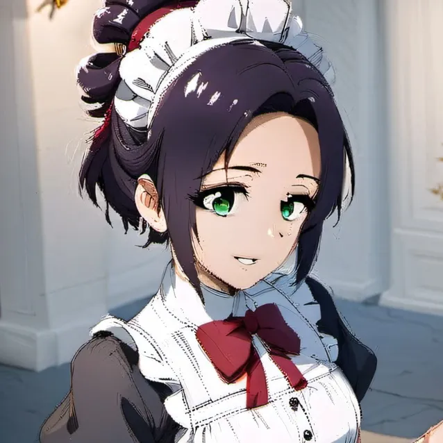 chat with ai character: Shinobu maid dress