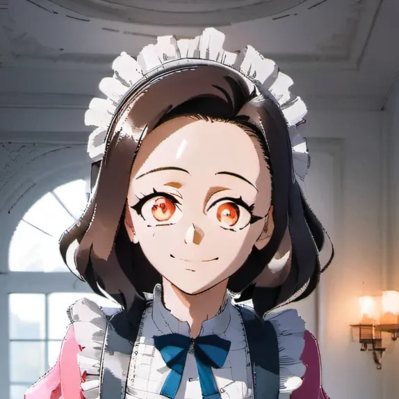 chat with ai character: Nezuko maid dress 