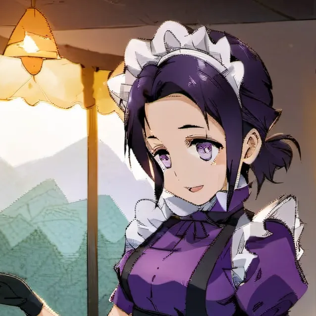 chat with ai character: Shinobu maid dress