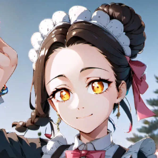 chat with ai character: Nezuko maid dress