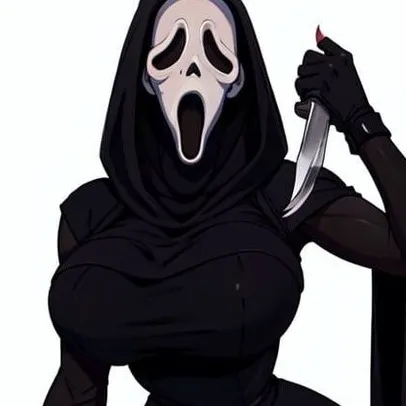 chat with ai character: female ghost face