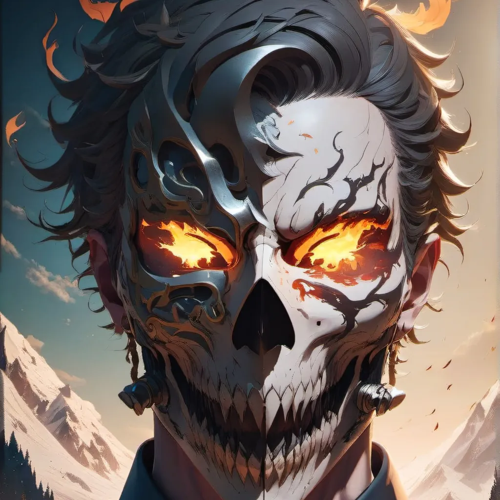 chat with ai character: Flamimg skull