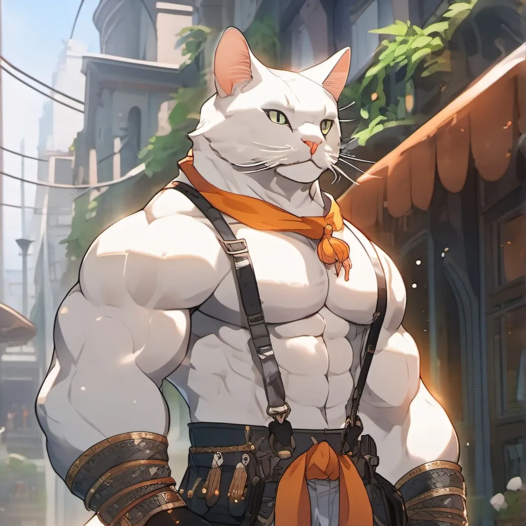 chat with ai character: Buff white cat 🐱