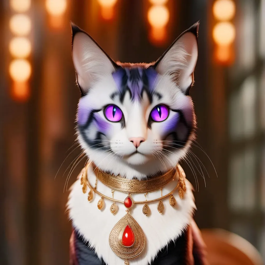 chat with ai character: Purple Hypno cat 