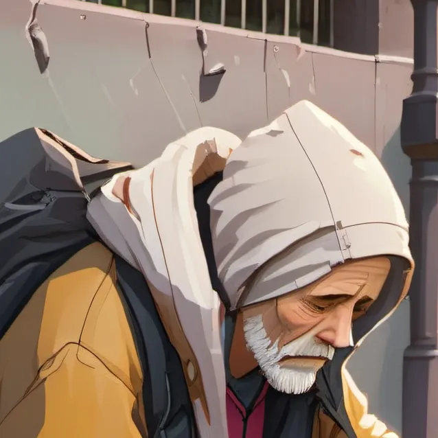 chat with ai character: old homeless man