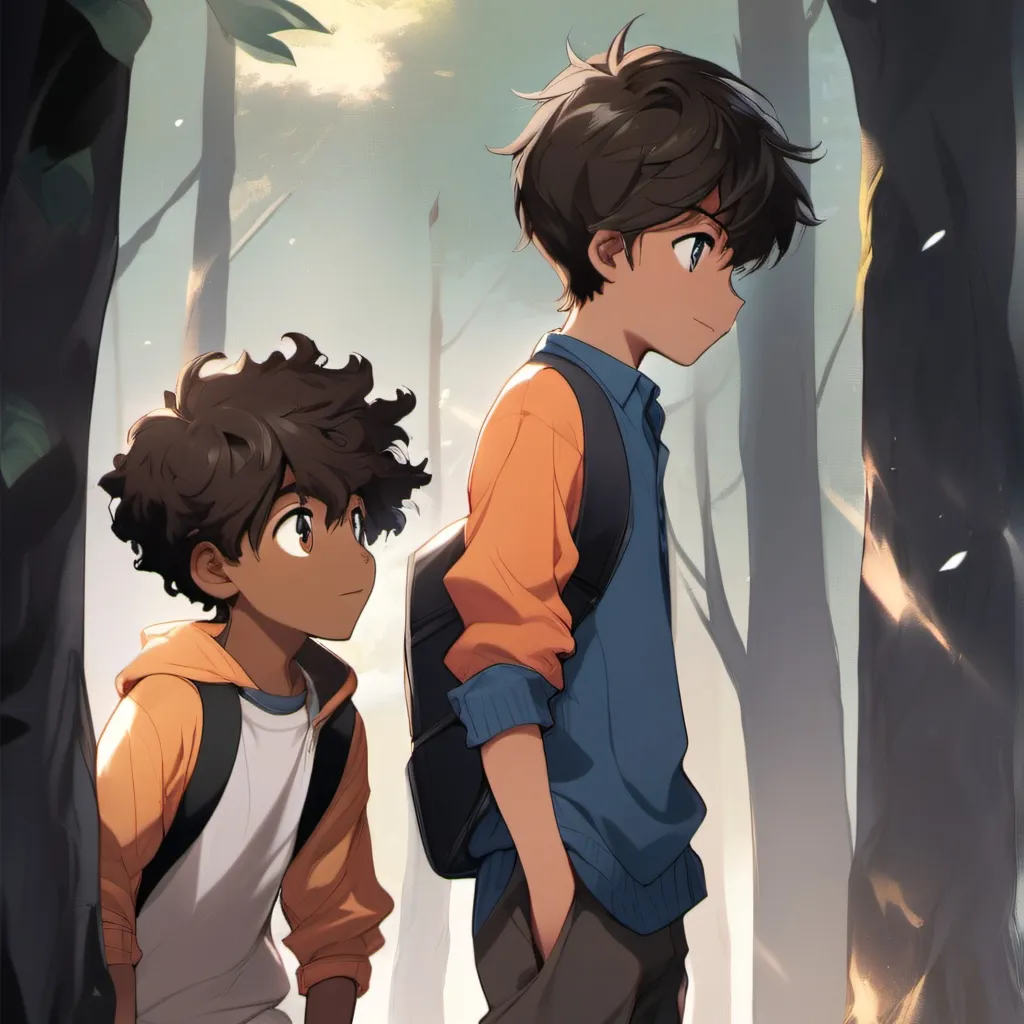 chat with ai character: boys in the forest