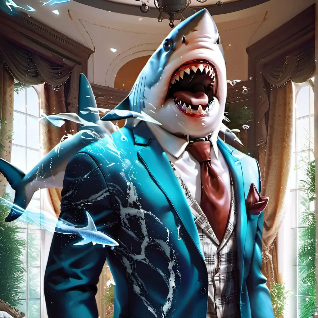 chat with ai character: shark in a suit