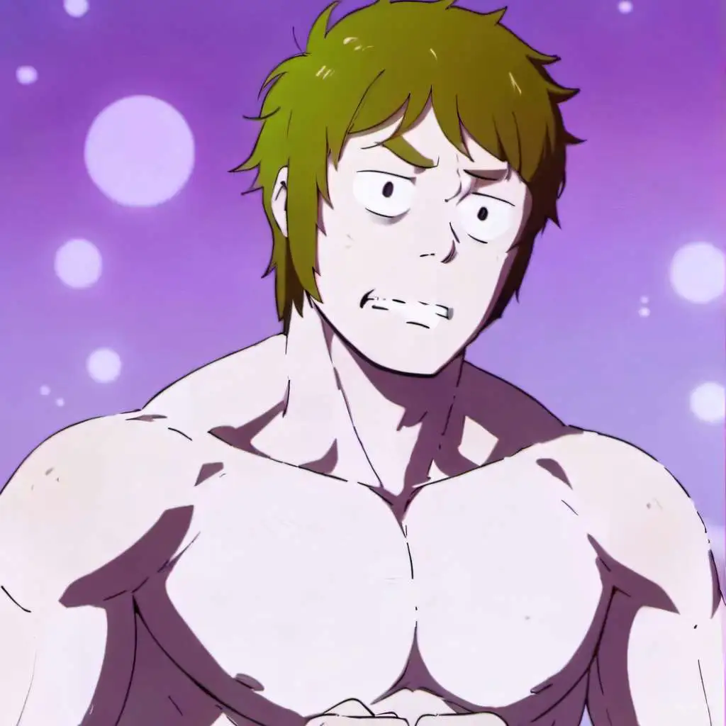 chat with ai character: Muscle man purple