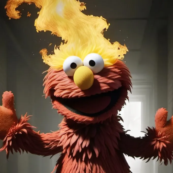 chat with ai character: Burning Elmo