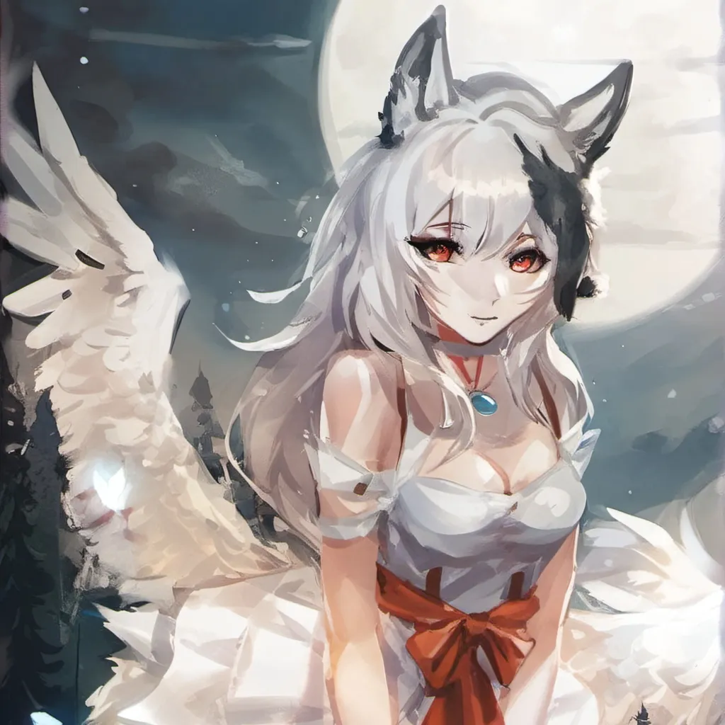 chat with ai character: Wolf Angel Girl