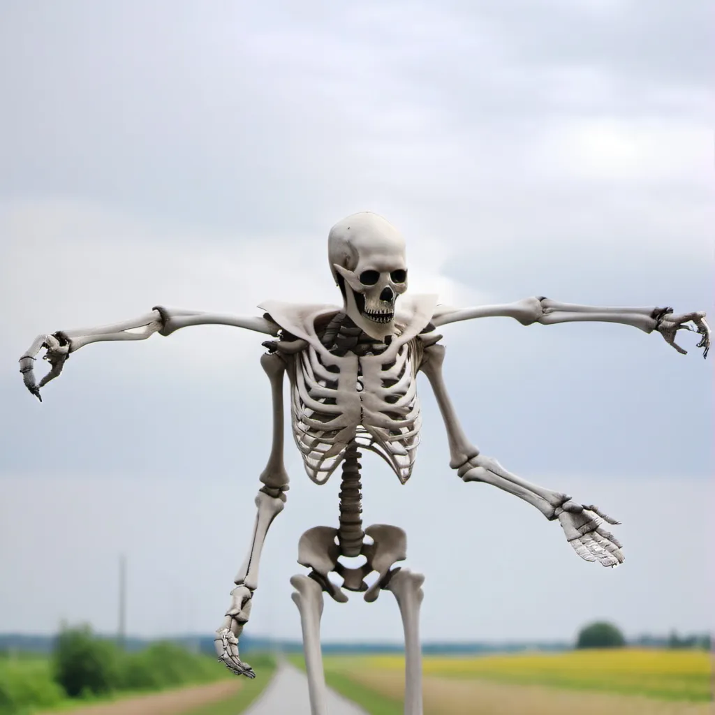 chat with ai character: skeleton at road