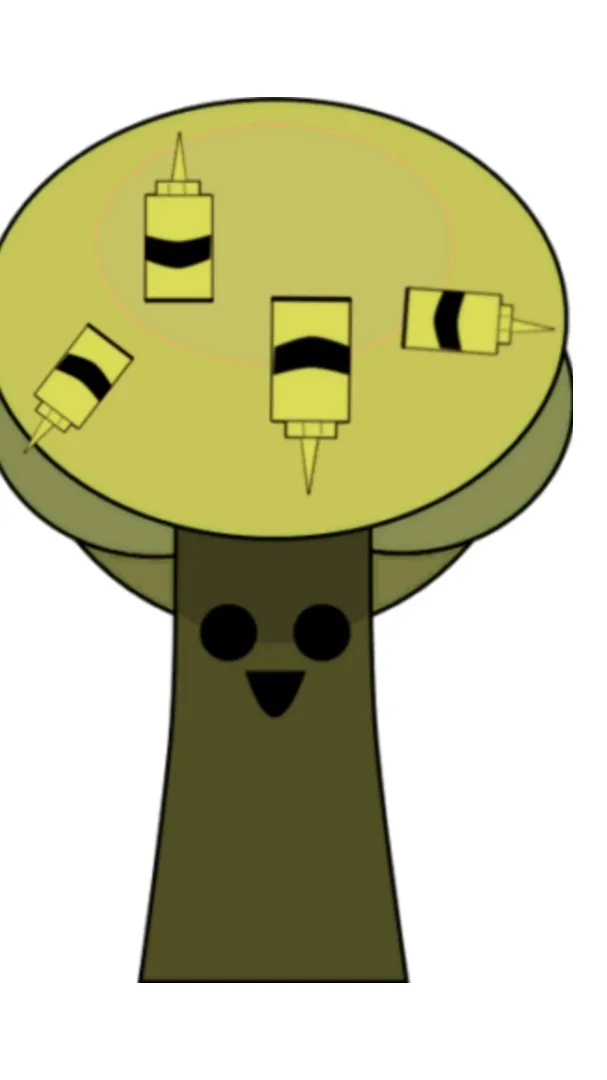 ai character: Mr Tree mustard background