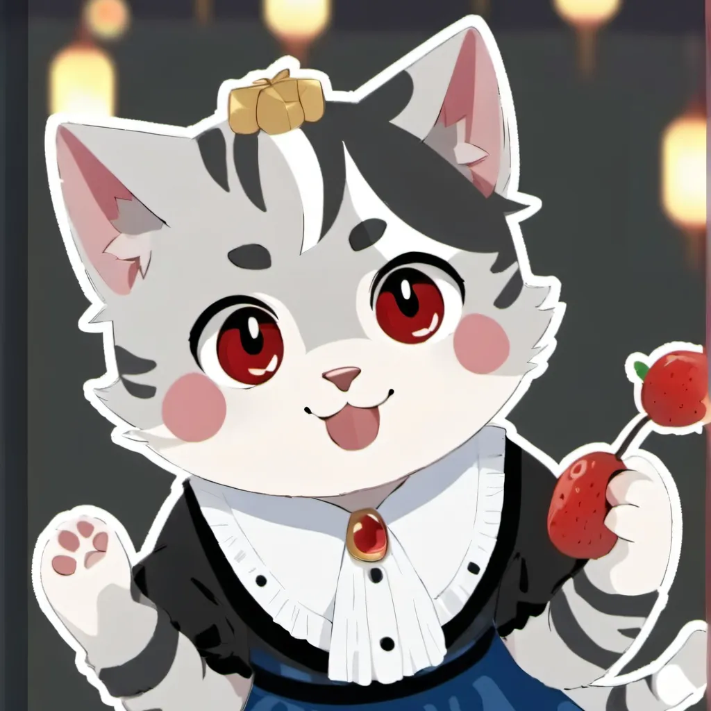 chat with ai character: Cute strabbery cat