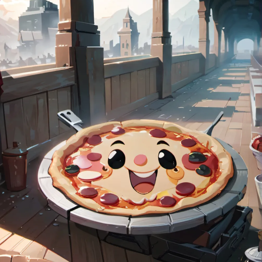 chat with ai character: Face of a pizza