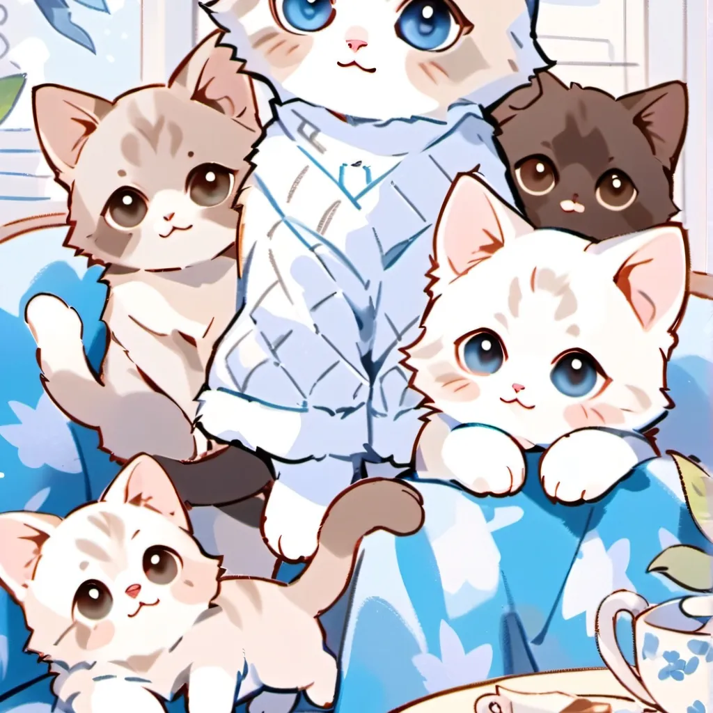 chat with ai character: a cat family