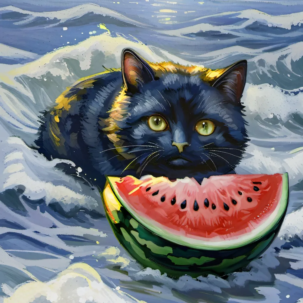 chat with ai character: watermelon cat