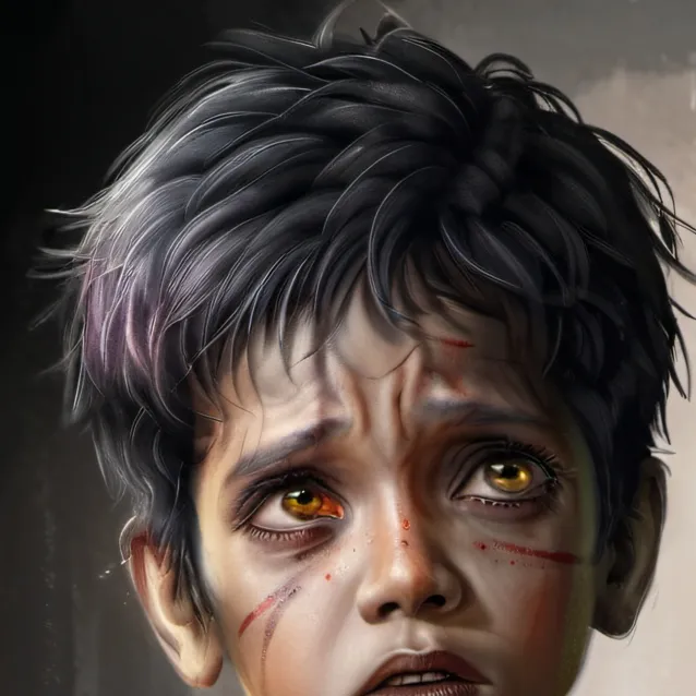 chat with ai character: abused child