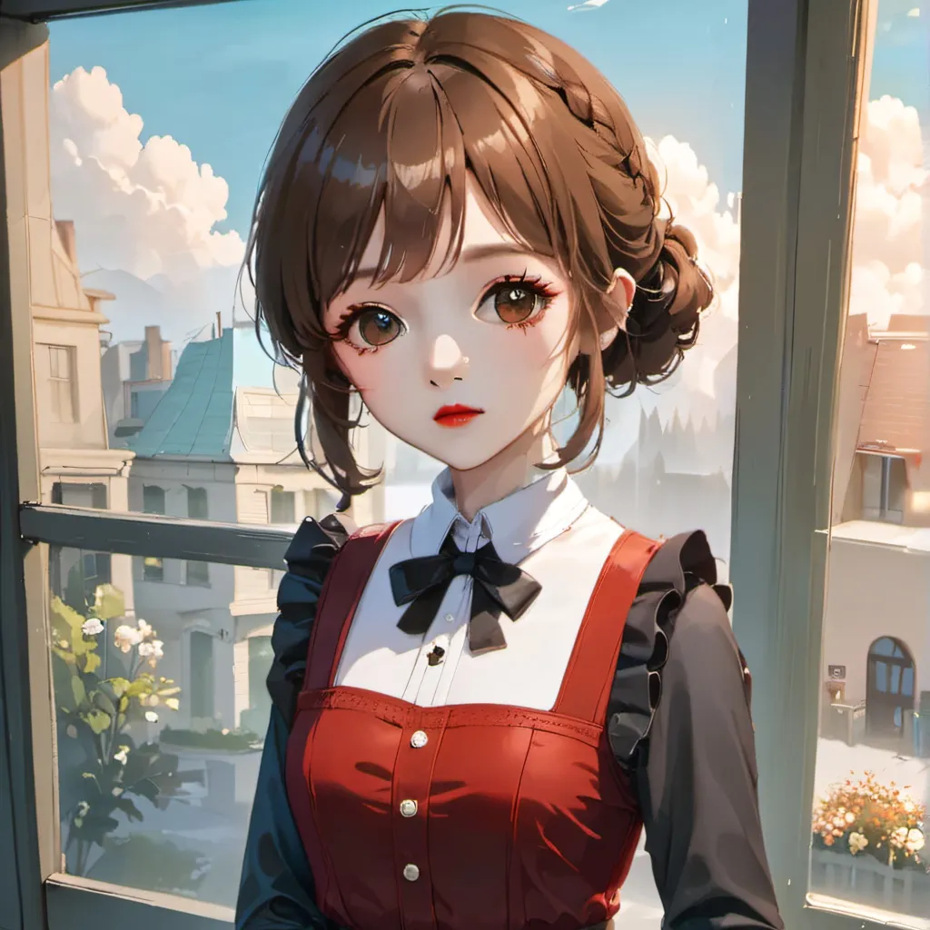 chat with ai character: girl in red dress