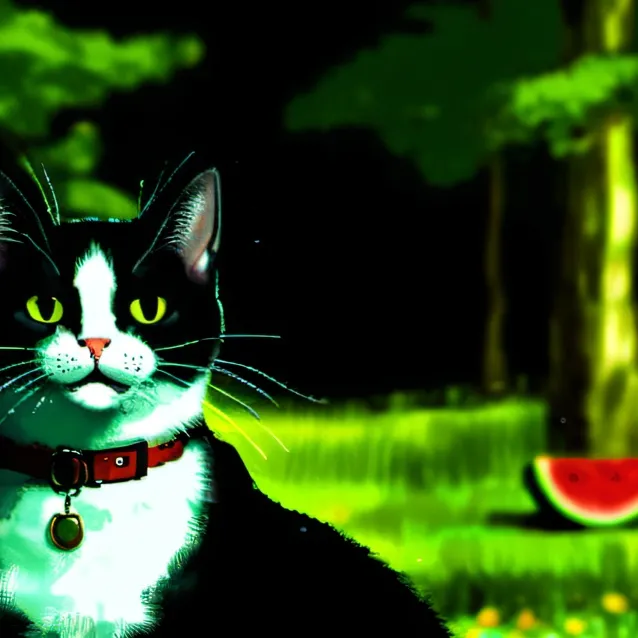chat with ai character: water melon cat