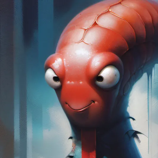 chat with ai character: Red larva