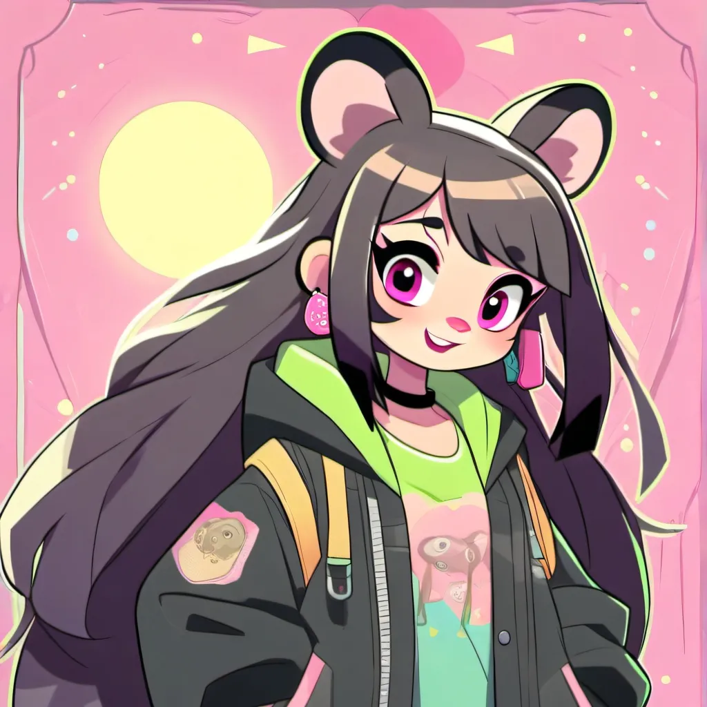 chat with ai character: Pink Raccoon Girl