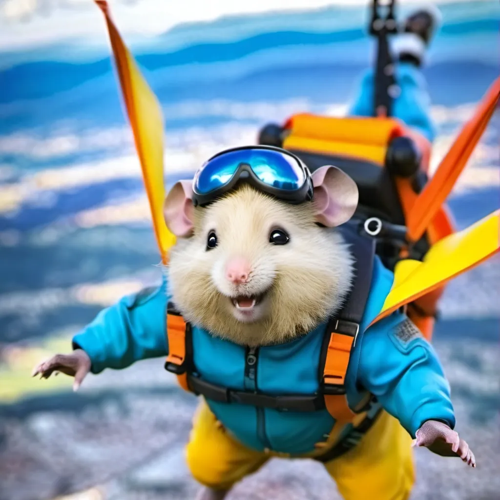 chat with ai character:  hamster skydive  