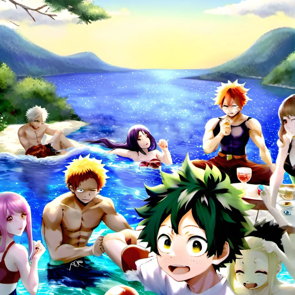 chat with ai character: Mha beach day 