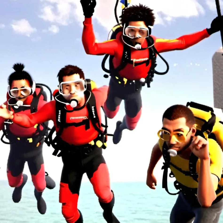 chat with ai character: Cartoons in murky divers 