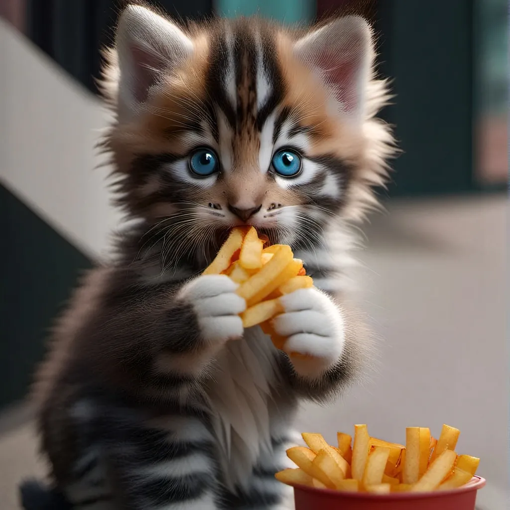 chat with ai character: Fries kitten