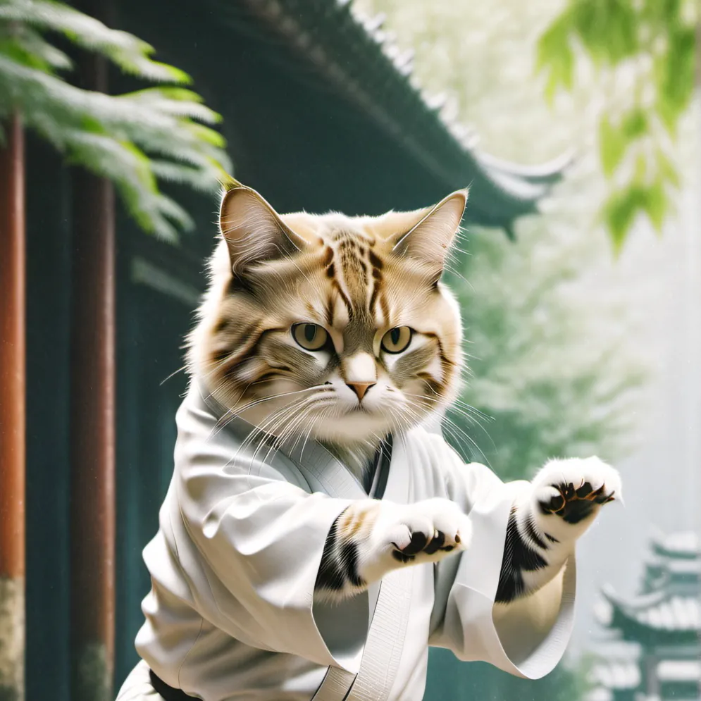 chat with ai character: Kung fu cat