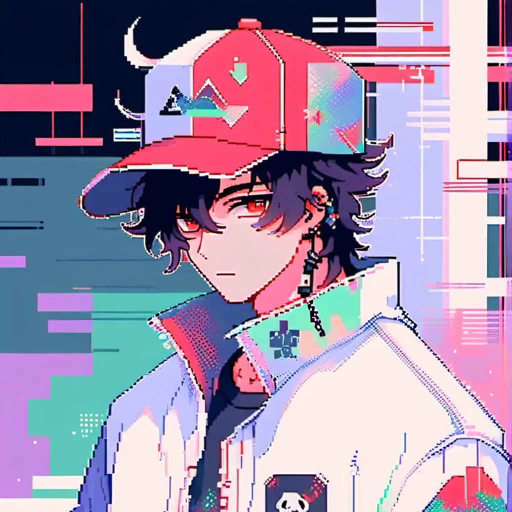 chat with ai character: glitchy red